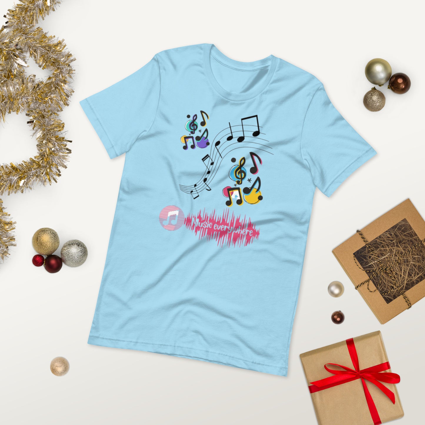 MUSIC EVERY WHERE ( UNISEX T-SHIRT - NAPOLITANO-CENTER )