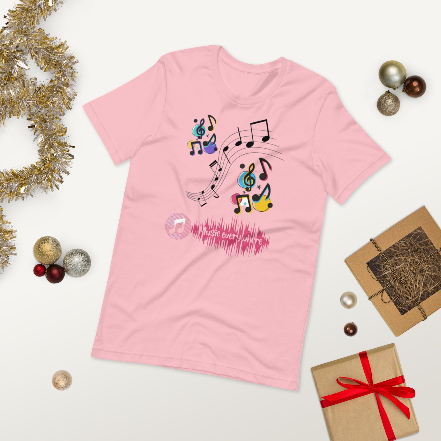 MUSIC EVERY WHERE ( UNISEX T-SHIRT - NAPOLITANO-CENTER )