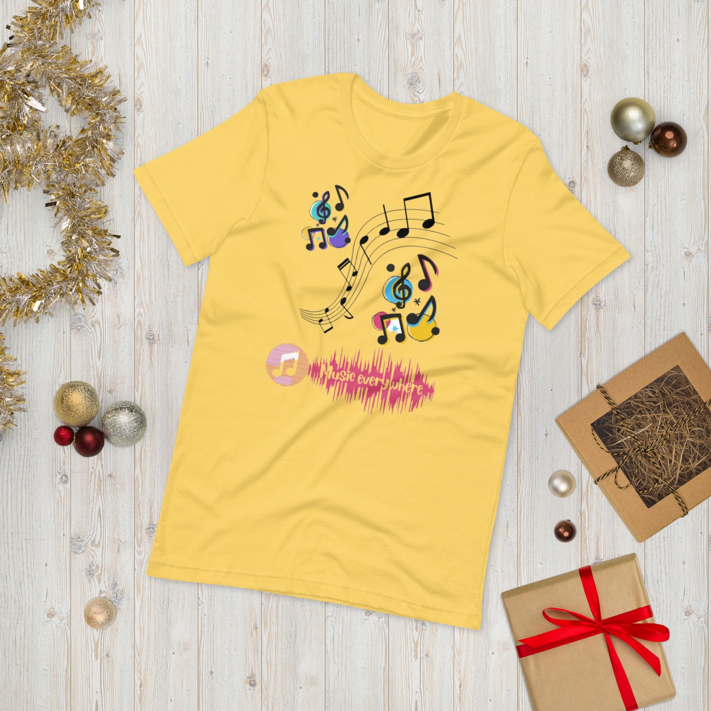 MUSIC EVERY WHERE ( UNISEX T-SHIRT - NAPOLITANO-CENTER )